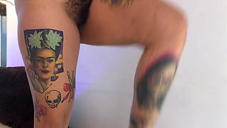 Hairy Babe Masturbation and Pee Squatting