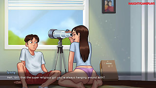 Summertime Saga - Hot Busty MILF Landlady Helps With Her Tenant's Wet Dreams They Get Caught! - By DarkCookie