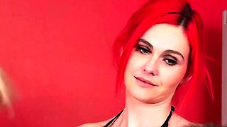 Gorgeous CFNM babes gives handjob to guy