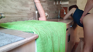 "Roasted" a fat-assed girlfriend in the kitchen