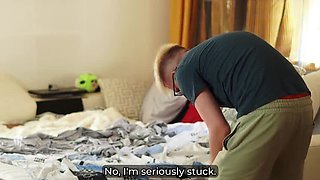 Step Mom Stuck Under Couch Gets Filled By Step Son's Creampie - Hot Russian MILF Toma Mur