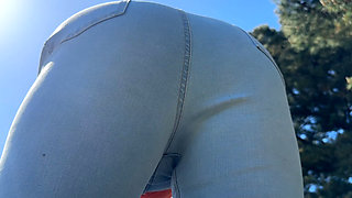Tight jeans public teasing