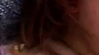 BBW chick gets a warm load in her mouth in close up