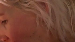 Blonde Roommate Sucks Cock and Catches All the Cum