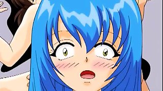 Blue haired japanese anime teen