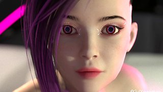 Welcome to Nexus 3. Cyberpunk fuck with busty hottie in Neon dreams VR private room