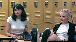ADULT TIME Katie Morgan Disciplines Naughty Schoolgirls With STRAP ON DOUBLE PENETRATION (Leda Lotharia, Lola Fae)