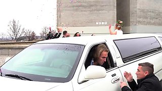 VIP4K. Bride in stocking banged on the way to wedding