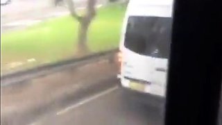 Stranger Handjob on a Public Bus - Big Cock Cums Outdoors