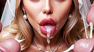Sexwife Bride Sex in Bukkake Wedding Party.bride Curvy Woman with Big Tits, Big Dick,cumshot, Cuckold, Bukkake