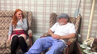 Bigass ginger bae gave rimjob to grandpa