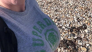 Tits, Hairy Pussy and Ass Out on the Beach!!