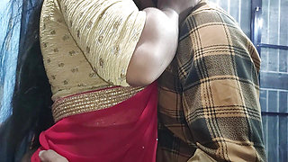 Red half saree navel lick romance