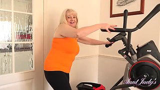 AuntJudys - Working Out With Busty 64yo GILF Katie Wish
