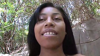 Sexy tattooed teen babe with ebony nipples plows taut butt