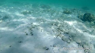 Underwater Exhibitionist German Teen with Big Boobs on the Sea N