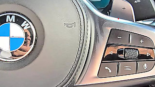 Step mom hand slip into step son dick in the car park