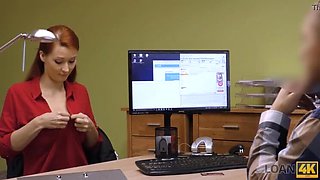 Busty Redhead MILF Isabella Lui Fucks Hung Guy for Loan - Office Audition Blowjob & Doggystyle