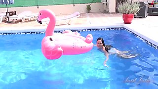 Linda Del Sol And Aunt Judys - Hot Spanish Milf Plays In The Pool