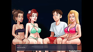 Summertime saga foursome group sex with my collage girls