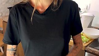 She Was Making Salad - Ended up Gagging on My Cock & Taking My Fist
