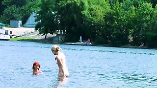 Nudist really likes exposing herself and showing off