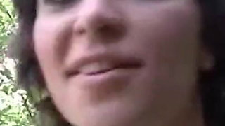 Very tattooed girl pussy fucking outside threesome