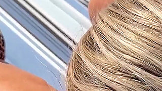 Lora Eats Whipped Cream of Buff Blondie's Abs