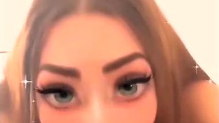 Hot slut with juicy tits does blowjob on video with anime eyes