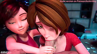 Big Hero 6 - Double MILF Aunt Cass & Helen (Animation with Sound)