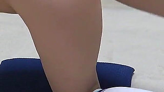 Girls Only Apartment in Japan, a Room Where Girl Does Sexy Exercises While Adjusting High Cut Thong Leotard That Wedgie Crotch