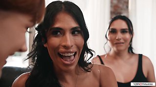 You want to suck your tgirl bffs cocks and let us fuck you?