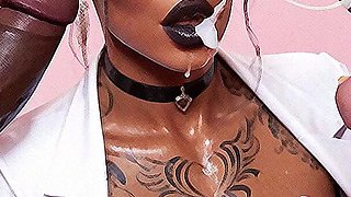 Hot Nurse in Gloryhole Club, Big Tits, Gloryhole Bukkake, Big Dick Sucking Cock