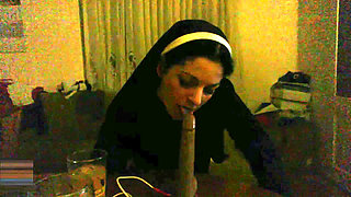 Nun POV Dildo Training Blowjob