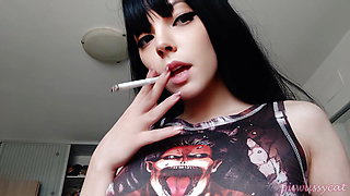 Goth Girl Smoking CLOSE UP (ask me for full vid)