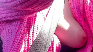 Italian Big Tits Milf Artemisia Love Flashing her Juicy Boobs while driving around