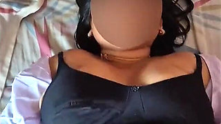 Indian Aunty Sreejaa Big Juicy Breasts in White Open Blouse and Black Bra Pussy Pounded Hard and Creampied