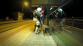 Risky Bus Stop Sex with Young Stepsis - Big Tits Latina Gets Creampie & Orgasm
