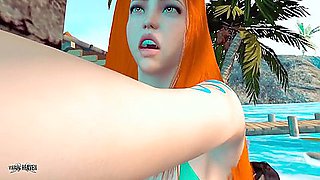Nami Relieving Stress At The Beach - 3d Animation By Virtualheaven
