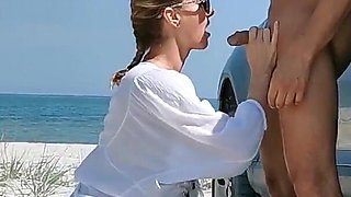 Amateur Couple Filming Themself Having Sex on the Beach Next to Theyr Car