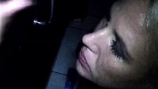 Glory hole blowjob busty amateur blonde fucking