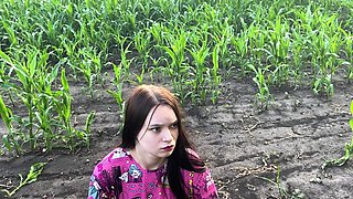 Stepsister Got Nervous in the Cornfield and Found Comfort in Her Stepbrother's Big Cock