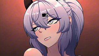 Anime Saki gets pounded and creampied from behind