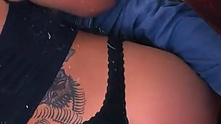 Sexy College Tattoed Babe with Perfect Ass Giving Blowjob