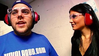 Sexy Teen Gets Picked Up at Shooting Range Only to Fuck Hung Stud and Get Cum Shot on Her Tight Stomach