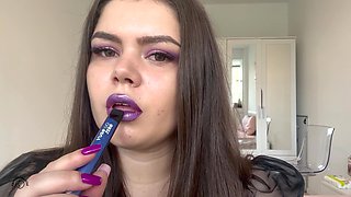 Purple Lipstick Purple Nails Smoking Babe