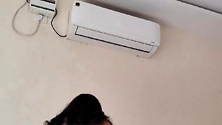 Indian desi girl in white tites with her boyfriend on bed