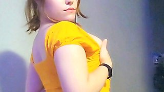 Cute amateur webcam girl masturbating close up to the camera