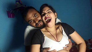Newly Married Indian Wife Hot Romance and Kissing Scenes, Boobs Sucking