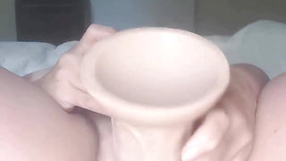 Granny takes out the big cock in her boredom, which makes her cum a huge